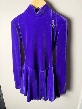 Capezio Girls' Medium Purple Velvet Long-Sleeve Skirted Figure Skating Dress